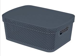 Корзина для хранения Keeplex Ajur с крышкой 11л 38х27х14,3см космический серый